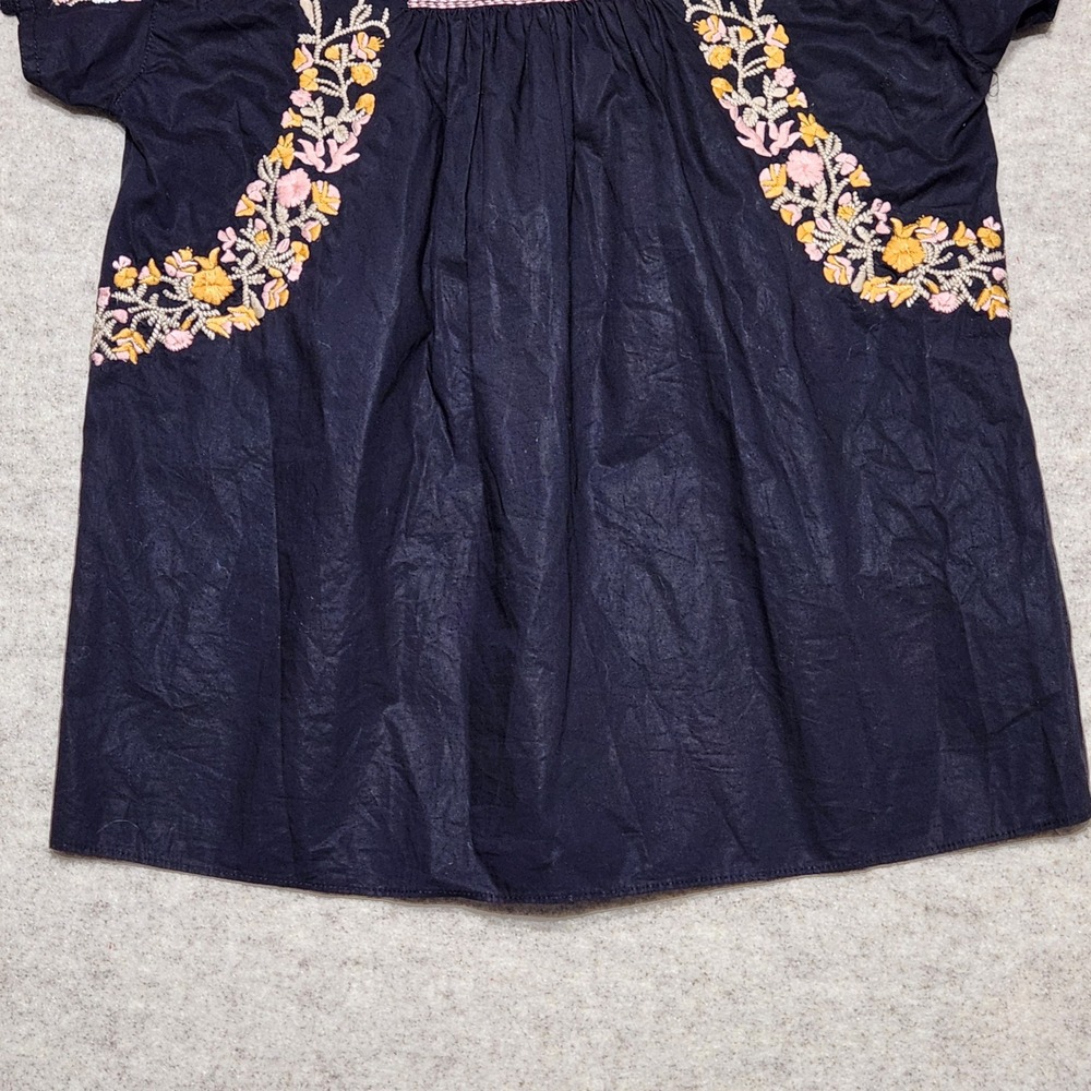 Madewell Black Embroidered Short Sleeve Boho Tunic‎ Top Women's XS - Picture 4 of 7